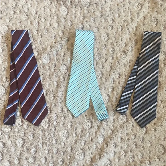 Giorgio Armani Set of 3 Striped 100% Silk Ties Handmade in Italy Like New - Picture 2 of 12